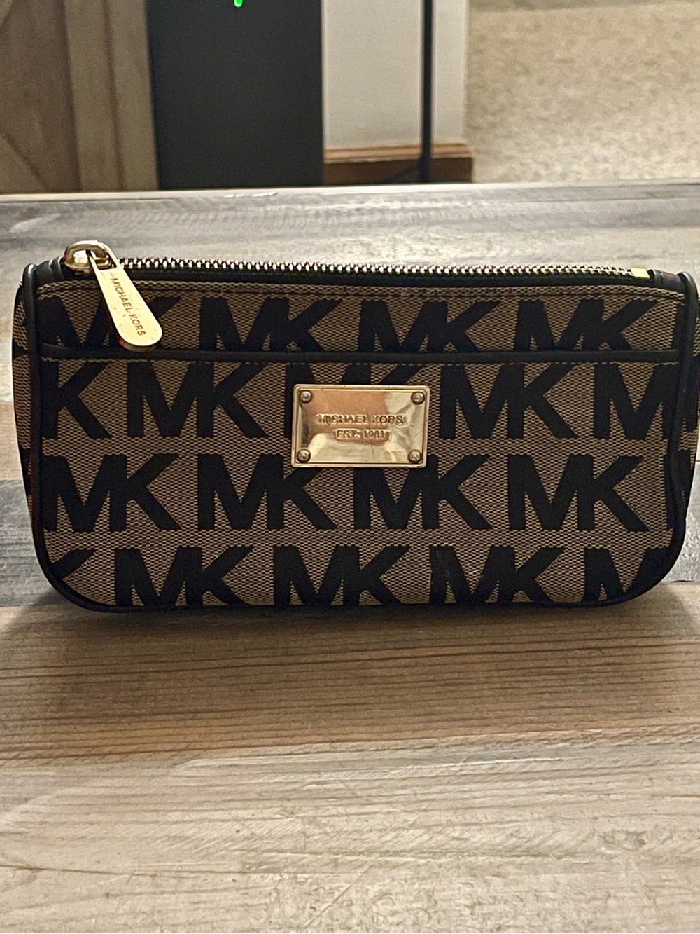 Vintage Michael Kors Jet Set Travel Cosmetic Pouch MK Logo Black